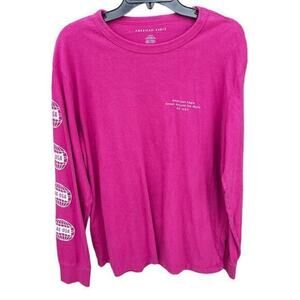 AE American Eagle Men’s Dark Pink Y2K mall Streetwear 90’s Logo long sleeve sz L